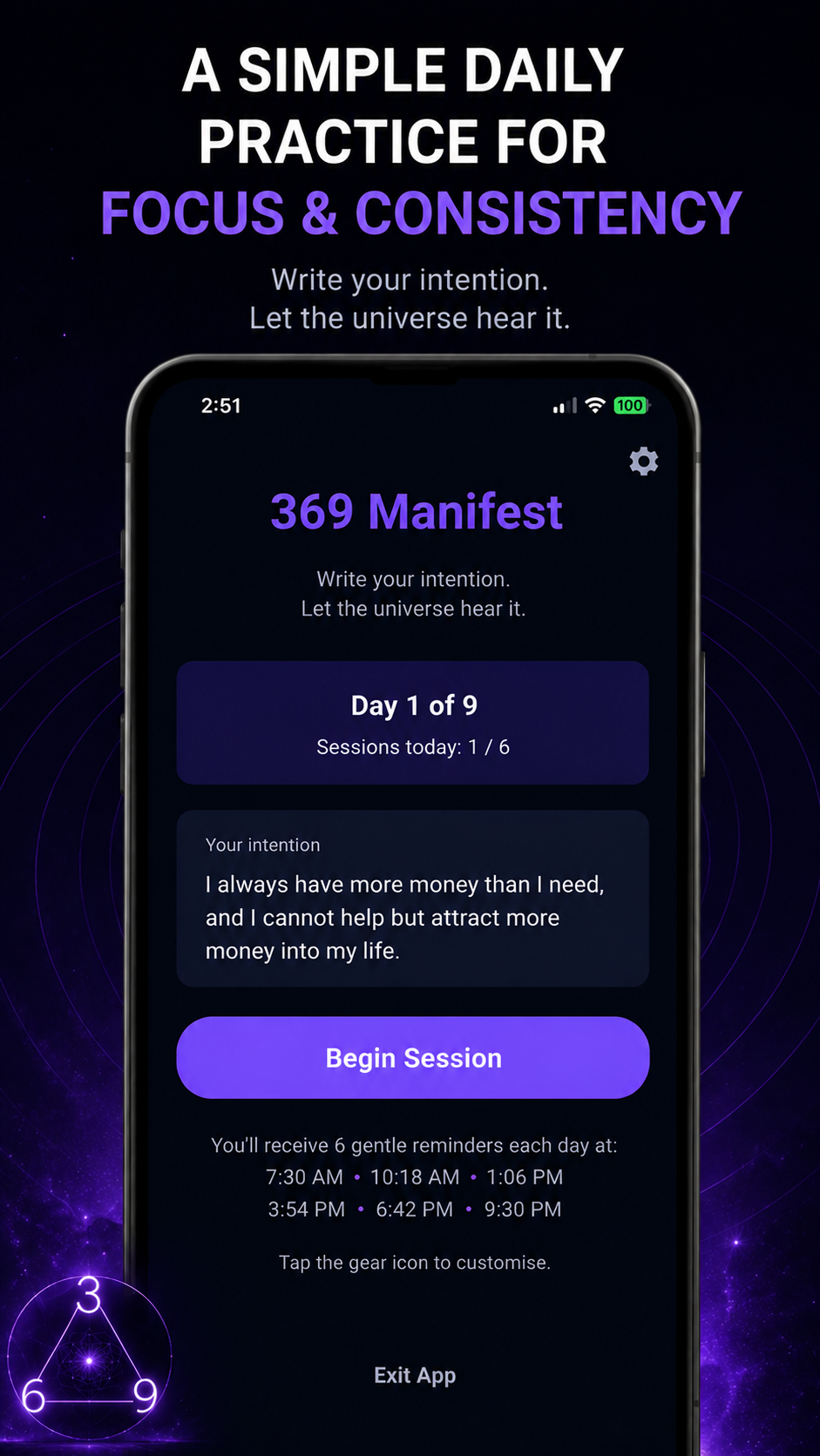 369 Manifest home screen